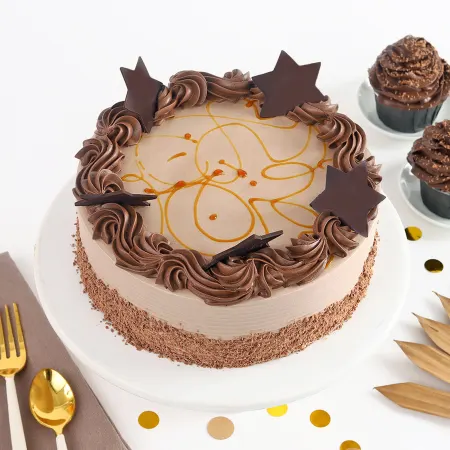 Chocolate Cake with Chocolate Stars Topping